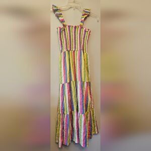Girls Dress Size 14/16 Little Girls Maxi Dress With Stripes Multi Color Zunie